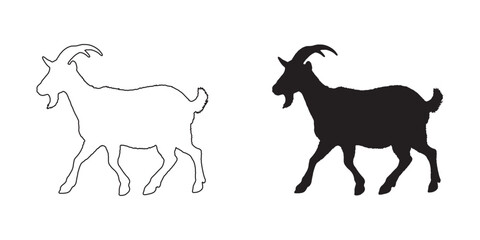 Goat Silhouette - Elegant and Timeless Goat Design - High-Resolution Goat Vector - Goat Icon

