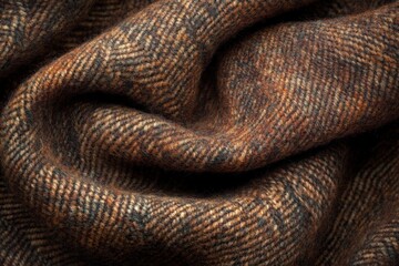 Fototapeta premium Textured fabric designed with earthy tones showcases intricate patterns and warm hues suitable for various projects