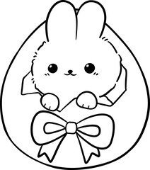 Rabbit with Easter egg Outline Coloring