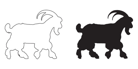 Goat Silhouette - Perfect for Logos and Branding - Minimalist Goat Illustration - Goat Vector - Goat Icon

