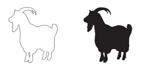 Goat Silhouette - Simplified Yet Elegant Livestock Illustration - Goat Vector - Goat Icon
