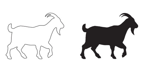 Minimalist Goat Silhouette - Timeless Goat Design - High-Quality Goat Vector - Goat Icon
