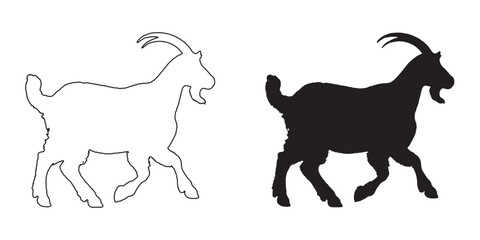 Goat Silhouette - Elegant and Smooth Farm Animal Illustration - Goat Vector - Goat Icon
