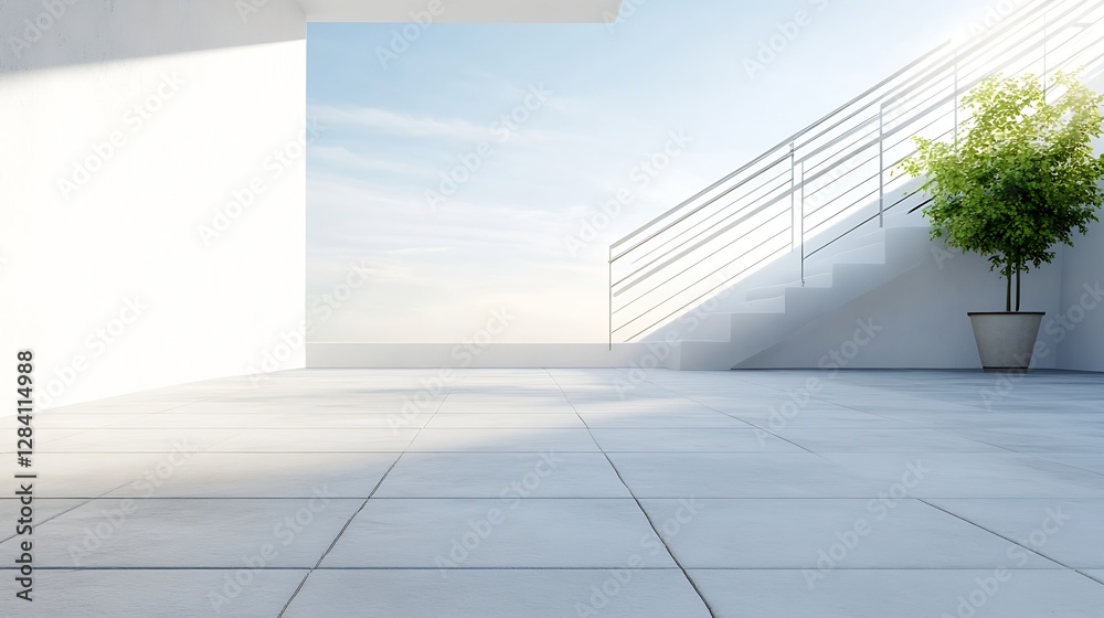 Aufkleber bright and open interior space with minimalist design and natural light : generative ai