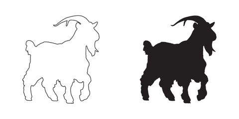 Goat Silhouette - High-Quality Farm Animal Design - Sharp and Clean Goat Vector - Goat Icon
