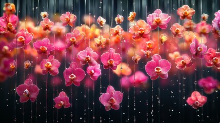 Captivating flower display indoor setup photography art vibrant colors close-up floral aesthetics