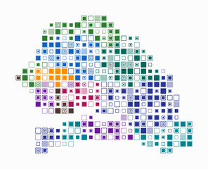 Senegal, shape of the country built of colored cells. Digital style map of Senegal on white background. Large size square blocks. Awesome vector illustration.