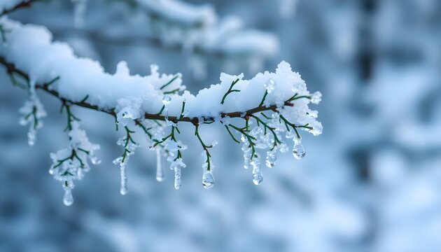 a branch of a tree covered in snow