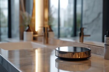 Obraz premium A beautifully crafted bathroom sink, featuring a stylish vanity and elegant plumbing fixtures, showcases a blend of contemporary design and serene ambiance in personal spaces.