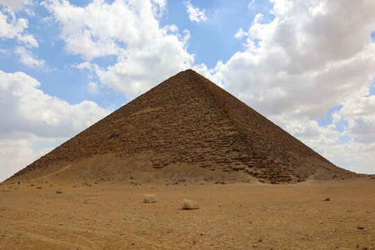 close view of red pyramid of snefru in Dahshur called the north pyramid
