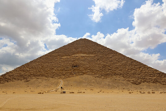 front view of red pyramid of snefru in Dahshur called the north pyramid