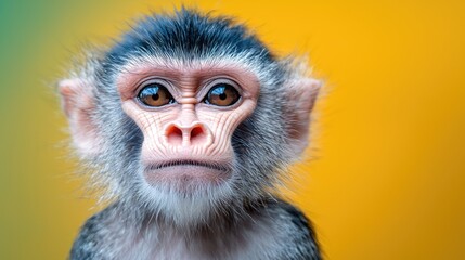 Fototapeta premium Young monkey portrait, zoo background, wildlife, animal photography