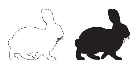 Rabbit Silhouette - Hand-Drawn Bunny Art - High-Quality Animal Illustration - Rabbit Vector - Rabbit Icon

