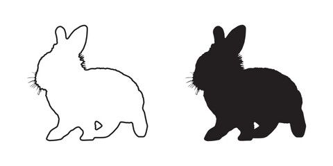 Rabbit Silhouette - High-Resolution Monochrome Bunny Illustration - Rabbit Vector - Rabbit Icon
