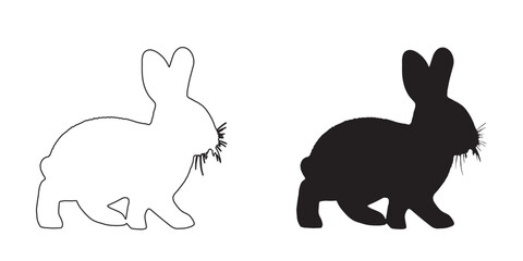 Rabbit Silhouette - Small Animal Illustration - Minimalist Bunny Art - Rabbit Vector - Rabbit Icon
