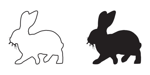 Stylized Rabbit Silhouette - Wild Hare Outline - Artistic Rabbit Vector - Rabbit Icon
