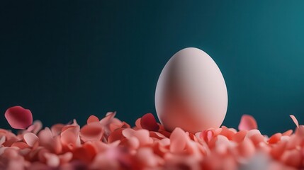 A magical work retreat hidden inside a surreal Easter egg garden with soft floating petals