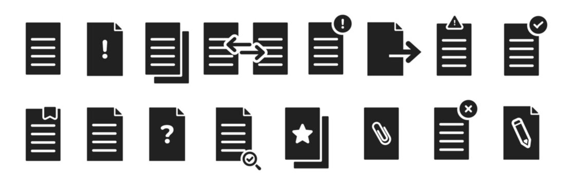 Document, file icon. Document icon set. File icons collection. Paper ducuments and files. Vector illustration