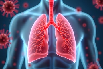 3d rendered illustration of a human body with metapneumovirus respiratory infection in lungs
