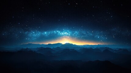 Fototapeta premium Starry night over mountain range