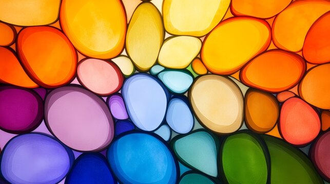 Vibrant abstract composition of colorful pebbles arranged in a harmonious pattern
