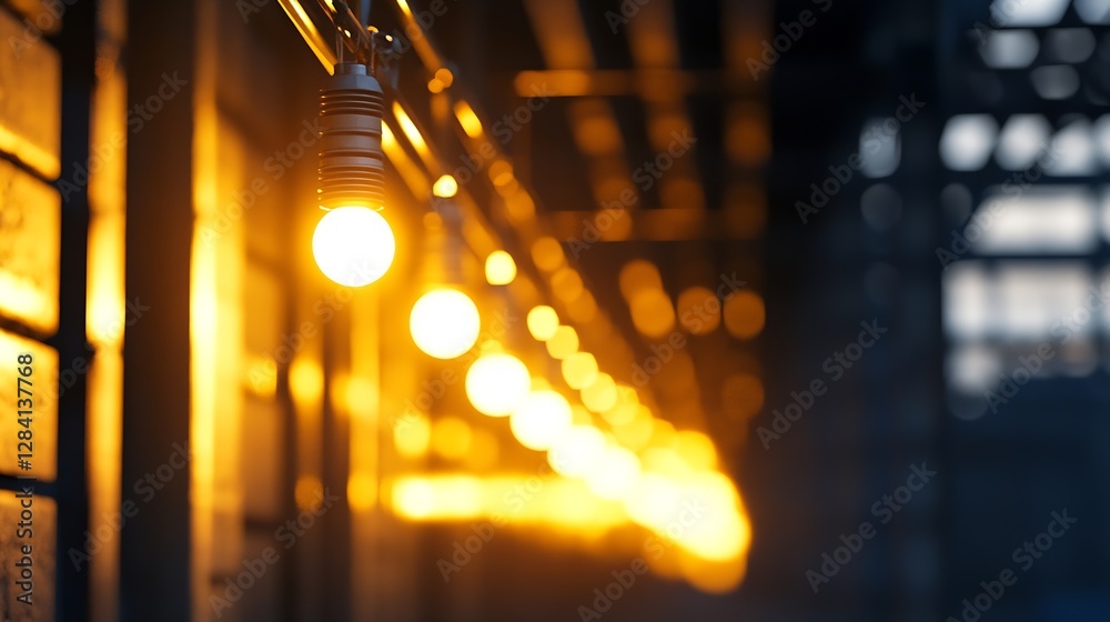 Poster warm golden lights glowing against a blurred backdrop creating a cozy atmospheric setting : generati