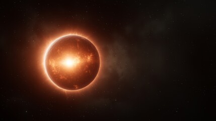 Obraz premium Golden cosmic solar burn deep space observatory observation of sun's surface effects