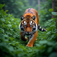 Obraz premium Malayan Tiger Stalking Through the Jungle