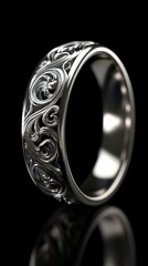 Elegant Silver Ring with Intricate Floral Design