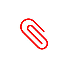 Red Color Icon of a Paperclip