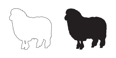 Sheep Silhouette - Unique Monochrome Livestock Drawing - Sheep Vector - Sheep Icon
