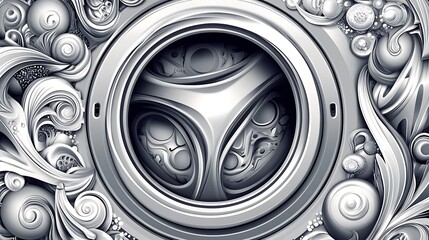 Ornate Silver Mechanical Flower: A Digital Illustration AI Generated