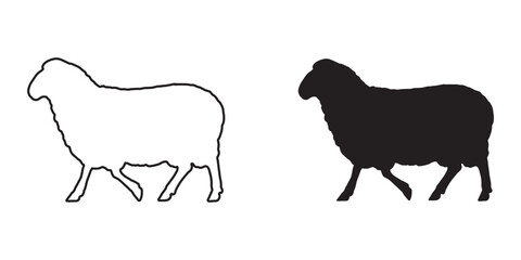 Sheep Silhouette - Artistic and Elegant Pasture Animal Design - Sheep Vector - Sheep Icon
