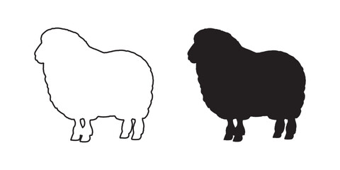 Sheep Silhouette - Simplified Woolly Animal Drawing - Sheep Vector - Sheep Icon
