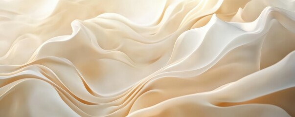 Obraz premium Elegant creamy fabric waves creating a soft, flowing background