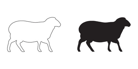 Sheep Silhouette - Vintage Farm Animal Artwork - Rustic Sheep Illustration - Sheep Vector - Sheep Icon
