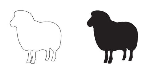 Sheep Silhouette - Elegant Woolly Animal Drawing - Clean Sheep Outline - Sheep Vector - Sheep Icon
