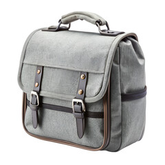 Grey school bag isolated on transparent background