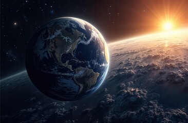 Experience the Stunning and Breathtaking View of Earth from Space at Beautiful Sunrise