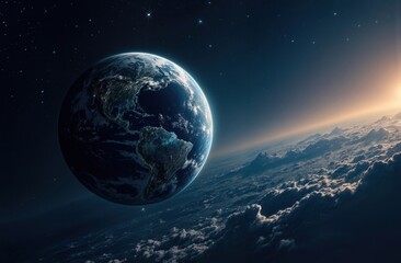 Experience the Stunning and Breathtaking View of Earth from Space at Beautiful Sunrise
