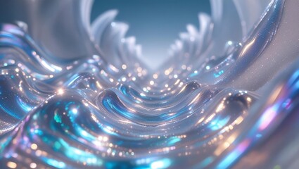 Abstract Iridescent Waves in Futuristic Design