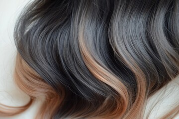 Fototapeta premium Closeup of the hair showcasing different hair color shades and textures