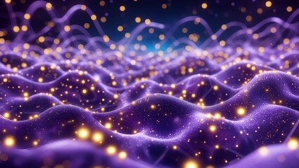 Futuristic Digital Waves with Glowing Particles in Purple