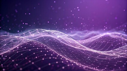 Futuristic Digital Waves with Glowing Particles in Purple