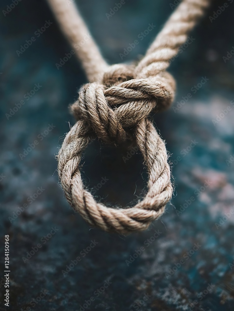 Poster close up of a thick rope knot showcasing intricate details against a textured background : generativ