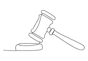 Continuous One Line Gavel | Minimalist Legal Symbol Vector Illustration
