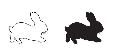 Running Rabbit Silhouette - Elegant Motion Artwork - Bunny Speed Illustration - Rabbit Vector - Rabbit Icon
