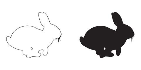 Abstract Running Rabbit Silhouette - Simplified Bunny Outline - Minimalist Rabbit Vector - Rabbit Icon

