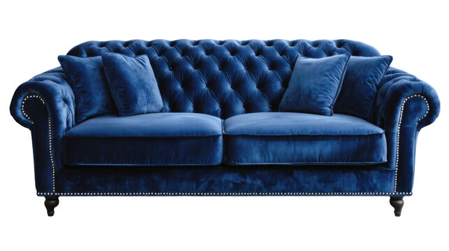blue leather sofa isolated on white