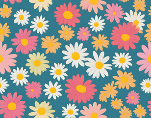 Obraz premium Daisy Flower Vector Illustrations Colorful flower background. 